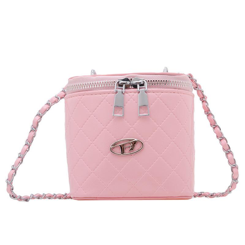 Girls Trendy Quilted Chain Crossbody Bag Lightweight Versatile Childfriendly Pure Color Small Purse For Use Everyday