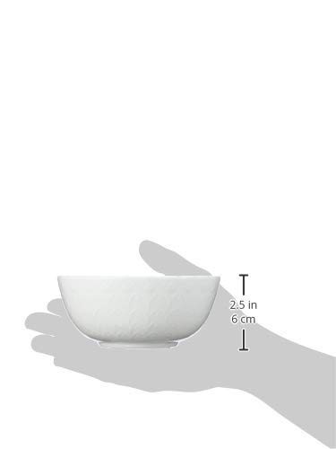 NARUMI Silky White Salad Bowl, 14cm Diameter, White, Cute Relief Design, Microwaveable, Dishwasher Safe, 9968-3443P