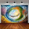 2D Plane, Seasonal Landscape Party Banner, with Seasonal Landscape Design, Suitable for Rooms, Polyester Fiber