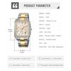 SKMEI Square Watch Stylish Silver Stainless Steel Arm Watch Waterproof Analog Business Casual Chronograph Watch Luxury Gift White Wach for Men Men's