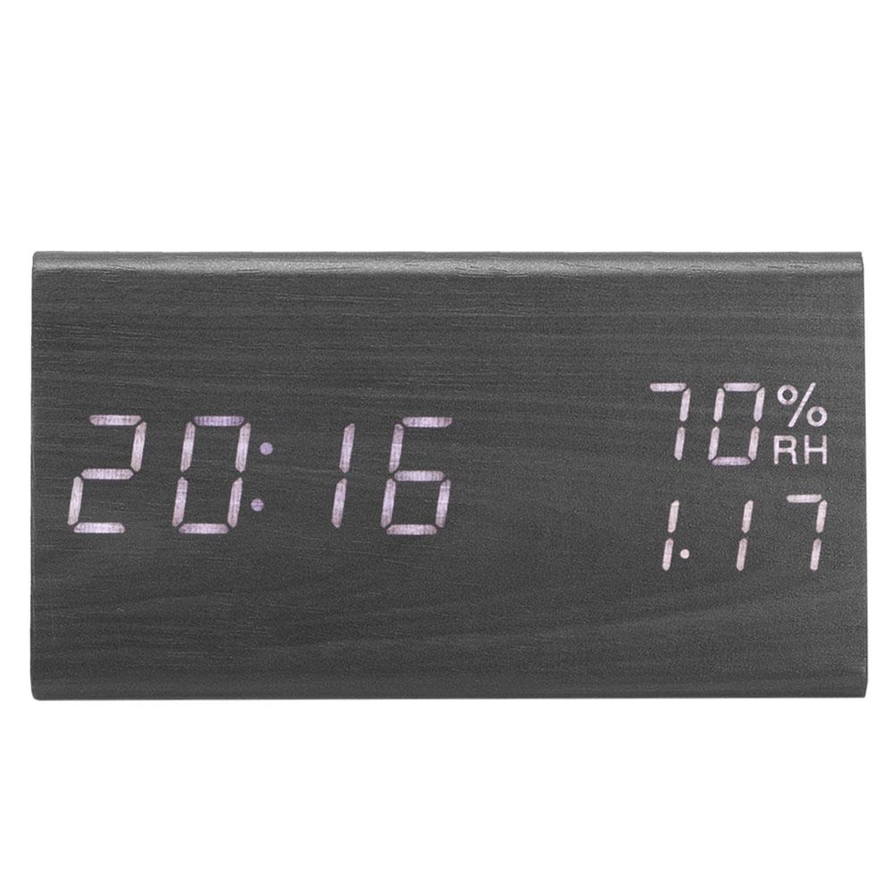 

Wooden Alarm Clock, Wood LED Digital Desk Clock With Time Temperature Adjustable Brightness белый