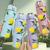 1PC Fresh Yellow Lemon Pattern 750ml Color Plastic Sports Water Bottle Leakproof Flip Straw Lid Suitable for Sports Office Home Use