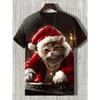 Men's Animal Funny Cat Printed T Shirt Short Sleeved Tees Tops 3D Print O-Neck Shirts Party Summer Casual Men's Clothing Apparel