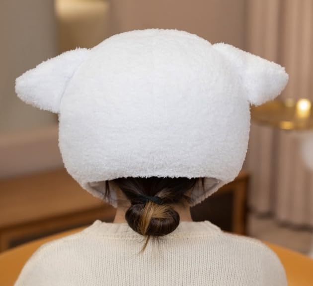 DOKiDOKi Dog Hat Cosplay Smiling Dog Transformation Mask Halloween Headgear Plush Kigurumi Headwear Fluffy Cute Halloween [White] [Used]