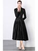 Stylish French Suit Dress with Dramatic Stitching and Midi Swing Design