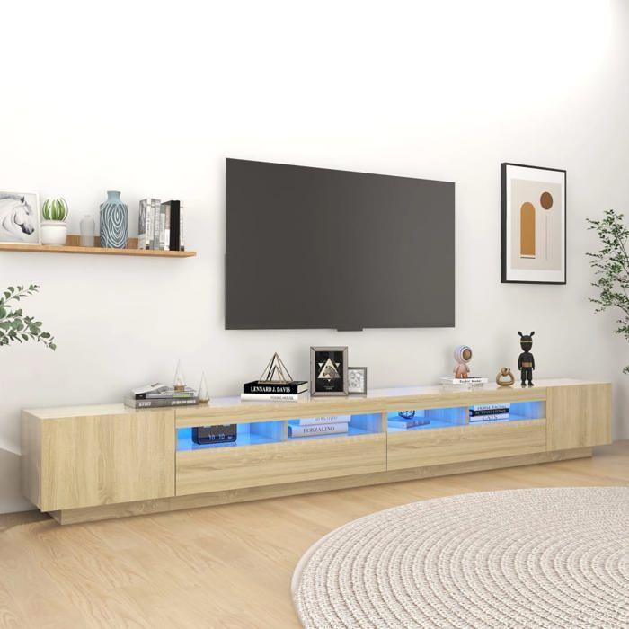 VidaXL Meuble TV avec Lumières LED, Armoire de Télévision avec Rangement, Meuble Télé de Salon Salle de Séjour Intérieur, 3081927