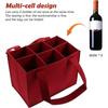 6-grid Felt Bottle Clamp Bag Grey Protective Wine Storage Pouchs Portable Handheld Red Wine Bag Suitable for Weddings, Birthdays and Family Gatherings