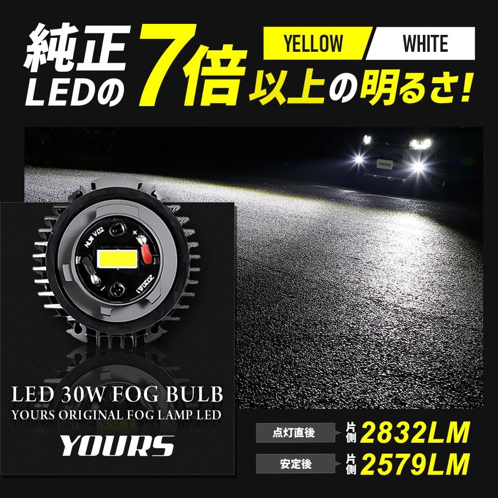 YOURS Delica Mini Dedicated Fog Lamp Unit LED Bulb Set White Yellow YOURS Parts Accessories Dress Up Mitsubishi S (Yours) + [2-Color Switching]