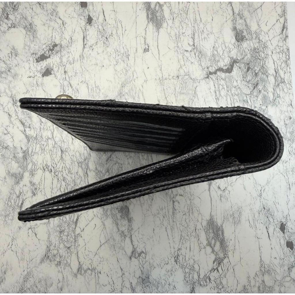 Used CHANEL Matelass Caviar Skin Long Wallet Black