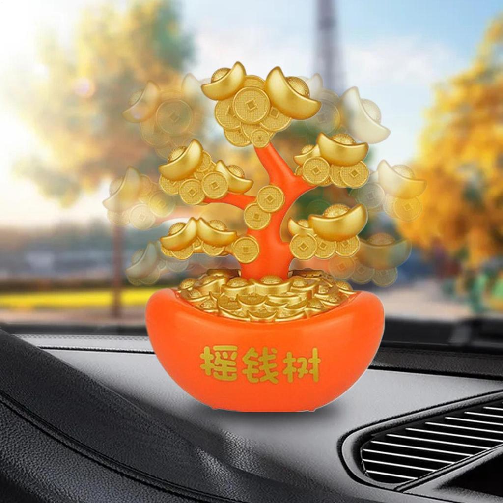 Car Dashboard Decor Solar-Powered Shaking Money Tree Design Automotive Interior Decor Cute Dashboard Car Accessories for Trailer