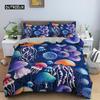 Jellyfish Duvet Cover Set Queen Size Ocean Animal Print Bedding Set Microfiber The Underwater World Quilt Cover For Boys Girls