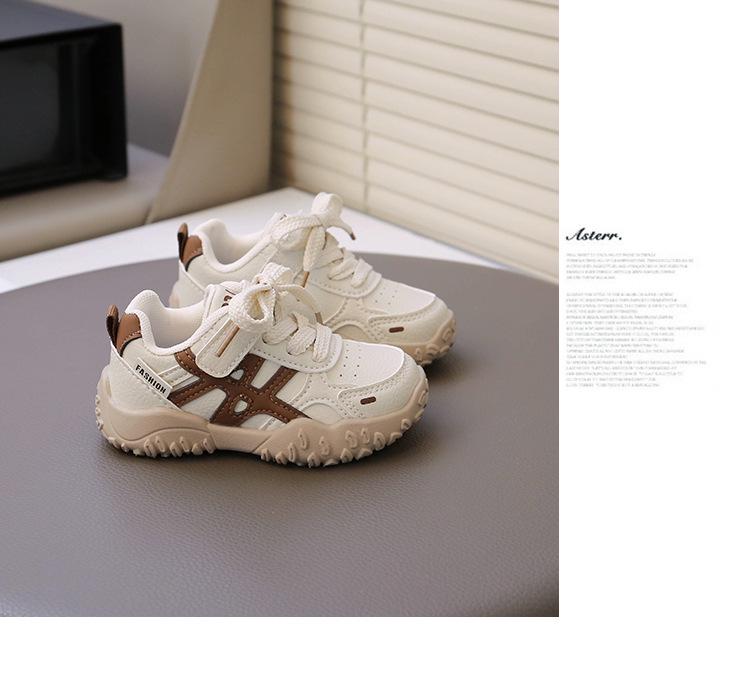 2025 Spring & Autumn Genuine Leather Breathable Boys' & Girls' Soft Sole German Training Sports Shoes