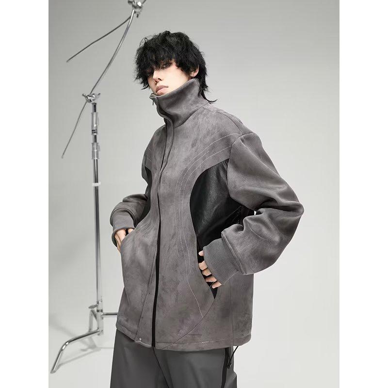 2023 American Retro High Street Suede Baseball Jacket for Men - Spring/Autumn Trendy Bomber Jacket