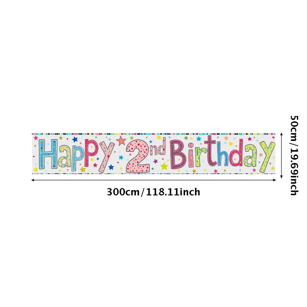 Lightweight Birthday Decoration Happy 2nd Birthday Banner Birthday Supplies For Indoor Decoration Party Decor