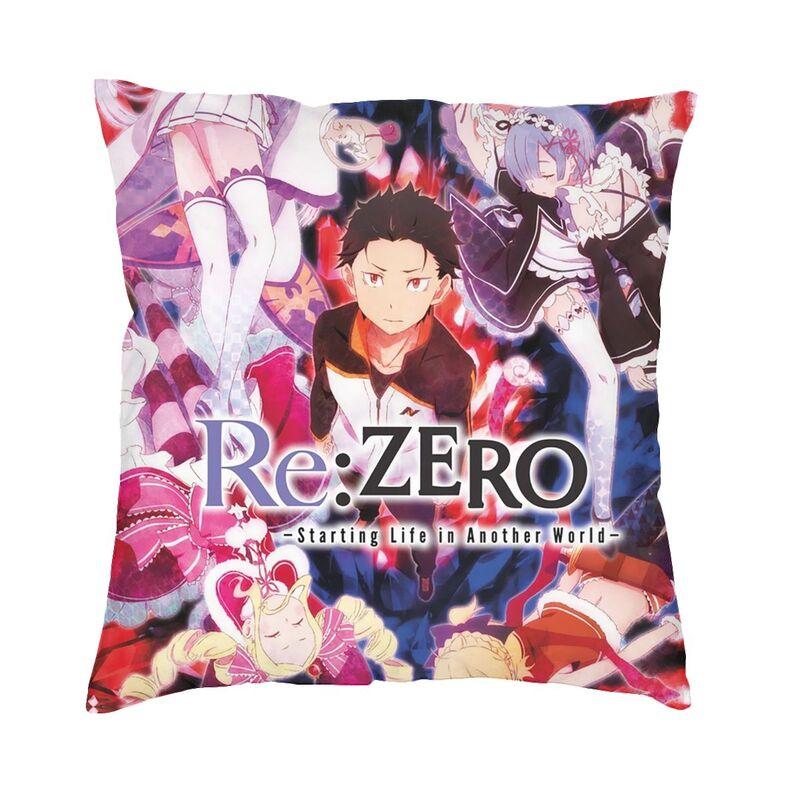 Anime Animation Novel Re Zero Cushion Cover 45x45cm Decoration Print Rem Throw Pillow Case for Living Room Doublesided