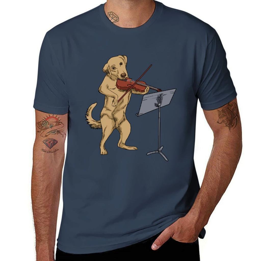 Violin Gifts Violin Dog Viola Labrador Violinist Gift TShirt Casual Fashion Short Sleeve Cotton TShirt