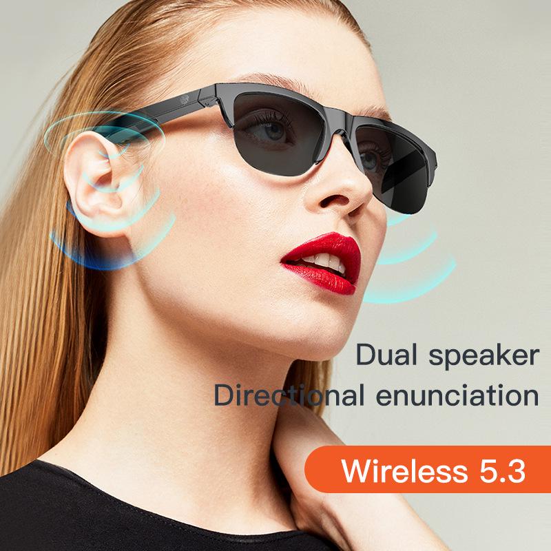 F06 Bluetooth Smart Glasses with Wireless Headphones, Anti-Glare & Polarized Lenses for Travel & Driving