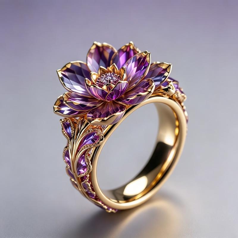 S925 Silver Moissanite Ring 18K Gold Plating Party Jewelry
