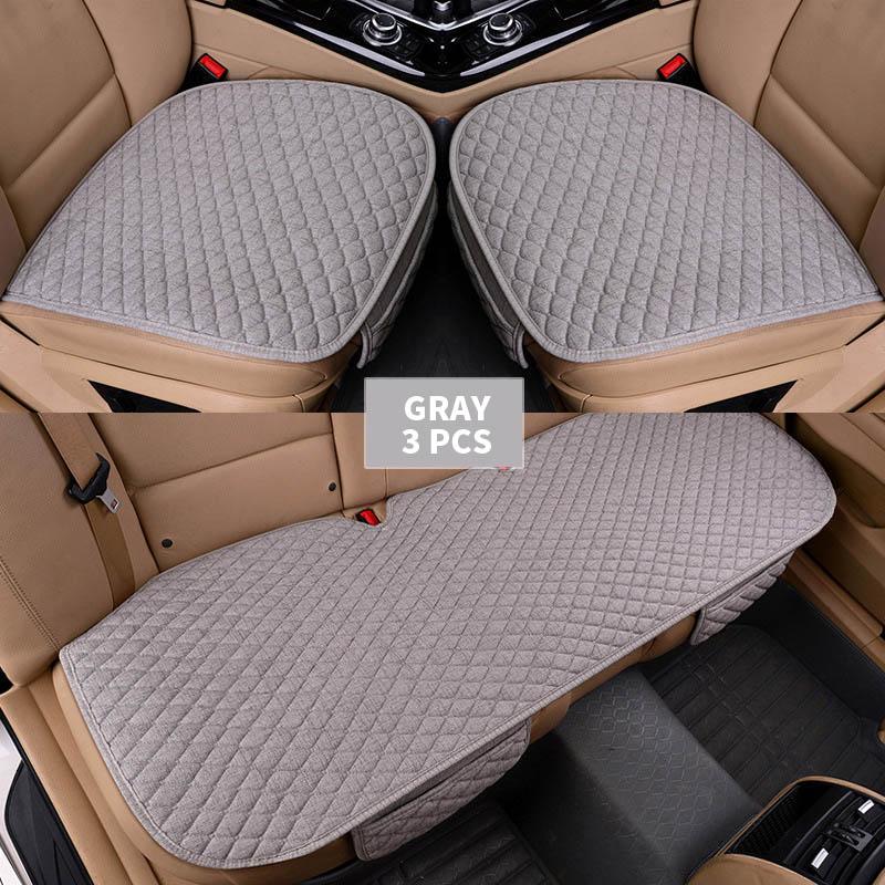Linen Car Cushion Universal Size Car Seat Protector (Front + Rear) Anti-slip Cushion