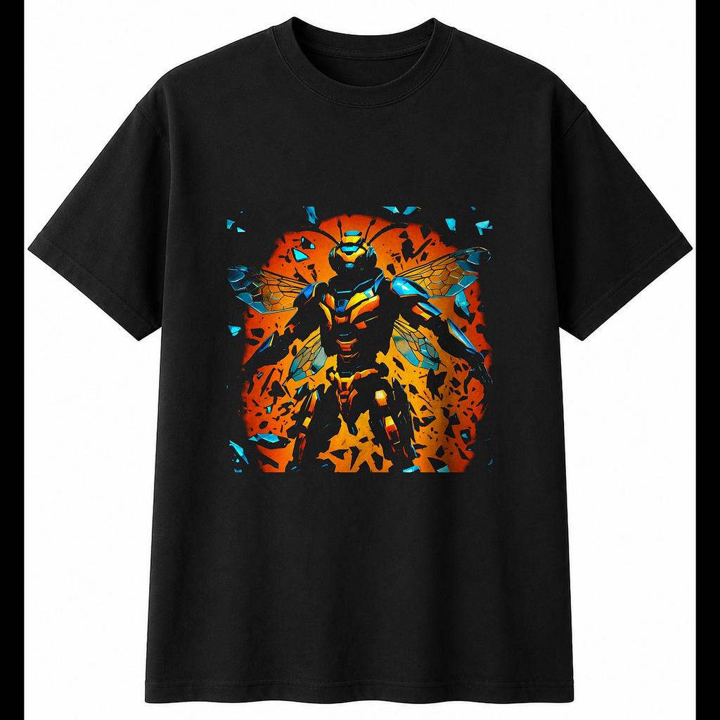 Honey Bee Shattered Nature Mens T-Shirt Black 100% Cotton Wildlife