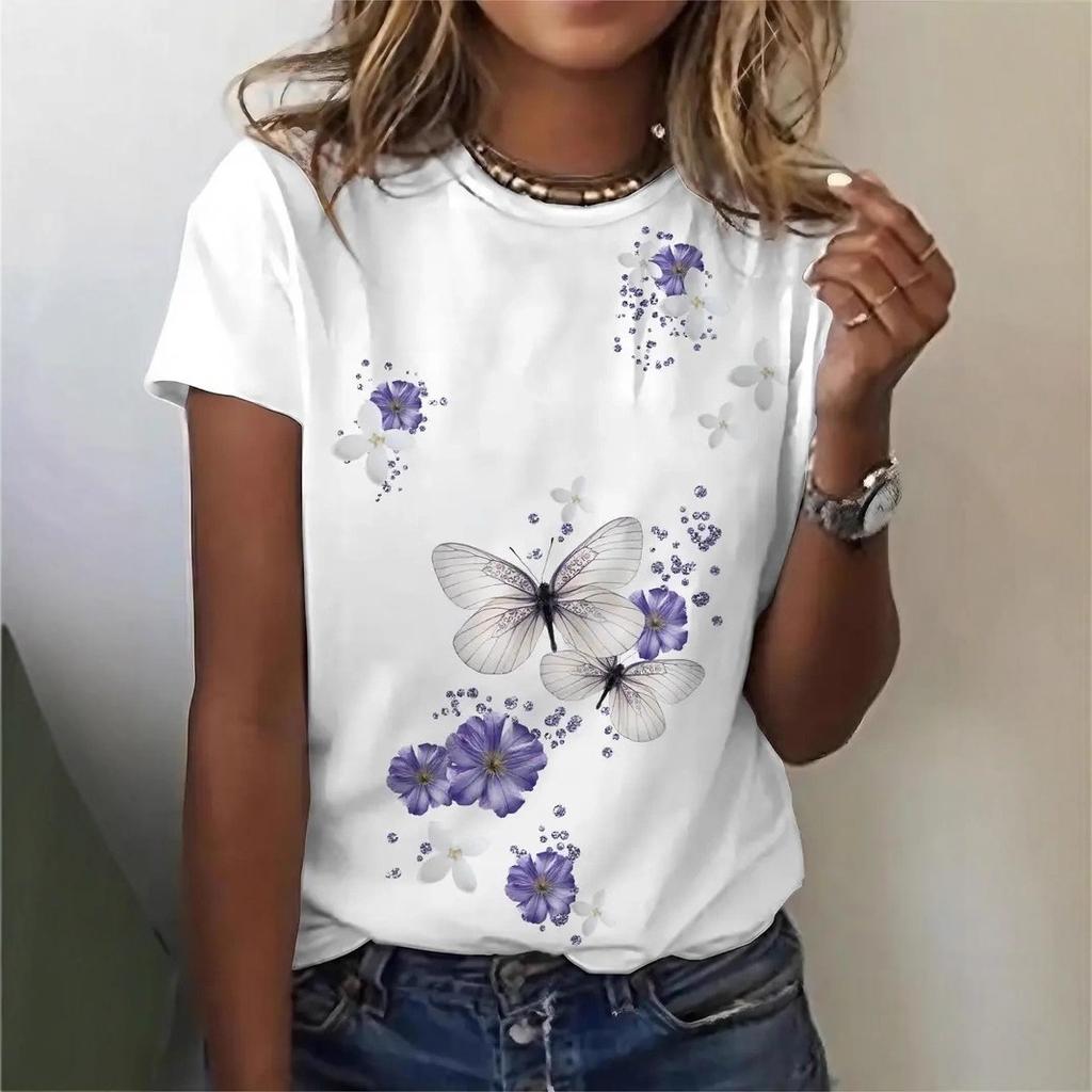 Fashion Printed Short Sleeve Loose Casual Top Comfortable T-Shirts Women’s