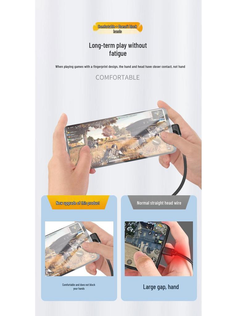New Cross-Border Bend USB Charging Cable, Double-Sided USB Plug, Compatible with Huawei & Samsung Fast Charging Type-C
