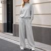 Women Long Sleeve Pullover Tops and Pants Autumn Two Piece Suit Sets