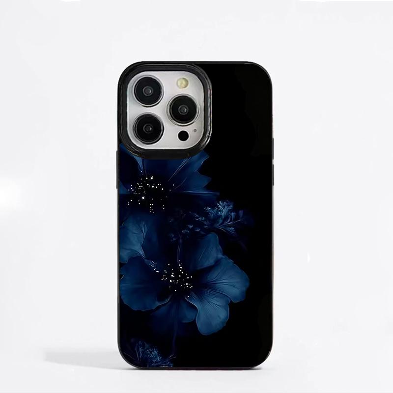 Dunkelblumenmuster Handyhülle Für IPhone 11 13 15 Pro 14 16 Plus 12 Pro Max 17Air Hülle Silikon Weiche Klare Abdeckung Schale