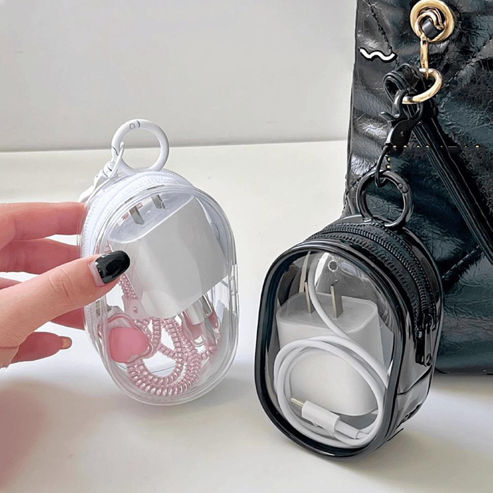 Transparent Storage Box Jewelry Organizer Data Cable Protective Cover Portable Doll Toy Pouch Keychain Bag Zipper Coin Purse