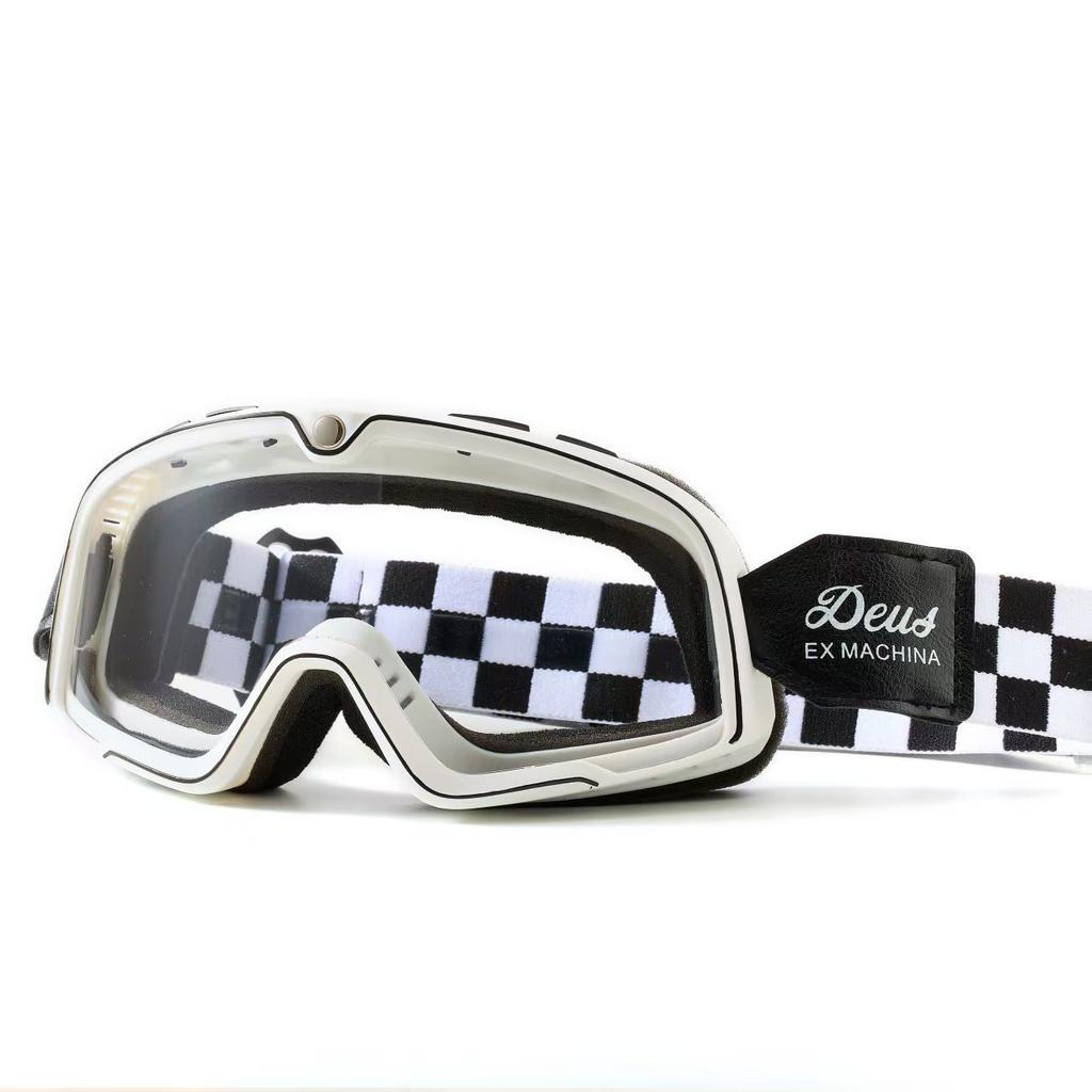 Occhiali Vintage Motocross Telaio Flessibile in TPU Lente HD in Policarbonato Occhiali da Moto Antivento Antipolvere Occhiali da Corsa per Sport all'Aperto