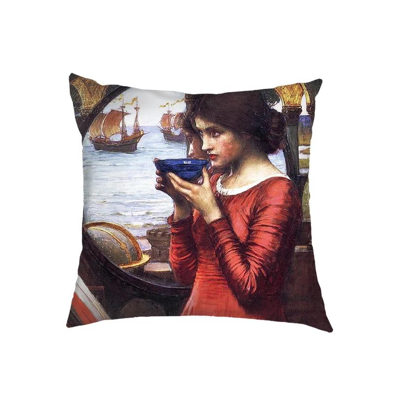 Artist John William Waterhouse Cushion Cover Religious Goddess Angel Pillowcase for Sofa Home Decor Throw Pillow Case Covers