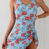 European & American One-Piece Women's Print Bodycon Skirt Swimsuit