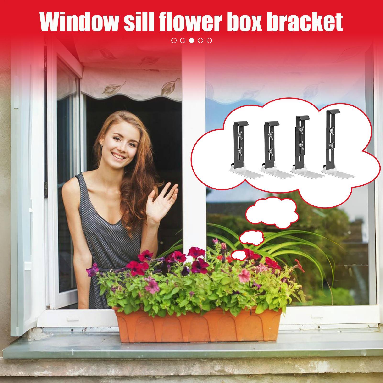 Planter Box Brackets 4 Piece Stainless Steel Adjustable Rack Hangable No Drill Planter Flower Box Brackets For Deck Balcony China Mainland