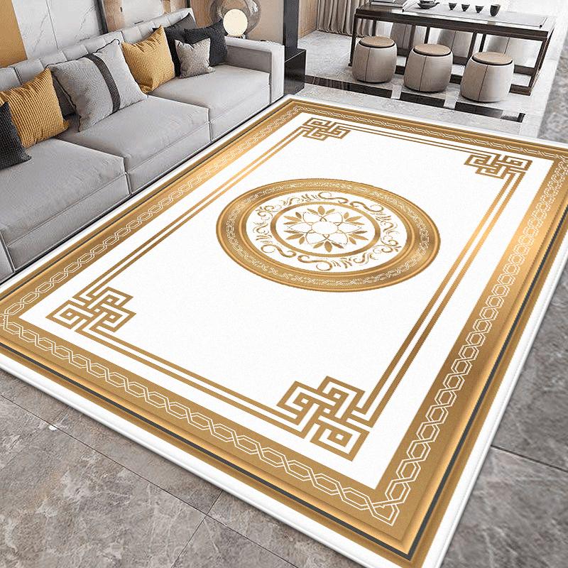 Big Size Non-slip Home Decoration Luxury Carpet for Living Room Golden Border Washable Gaming Room Decor Rug Soft Sofa Table Mat