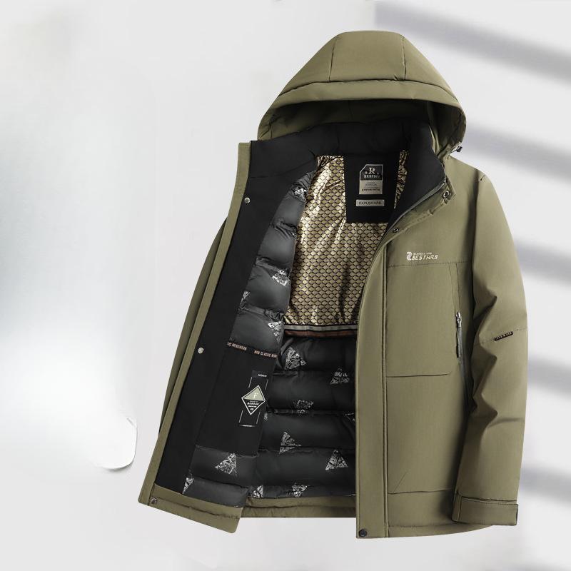 Autumn and Winter Removable Cap Fleece Thickened Warm Middle-aged Business Cotton-padded Jacket