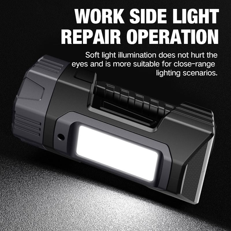 New Flashlight Solar Searchlight Strong Light Illumination Portable Handheld Flashlight Outdoor Multifunctional Lighting