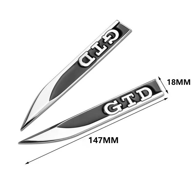 2pcs Metal GTD Letters Logo Badge Car Stickers Car Wing Fender Side Blade Sports Emblem Accessories for Golf MK5 MK7 5 6 7 Polo