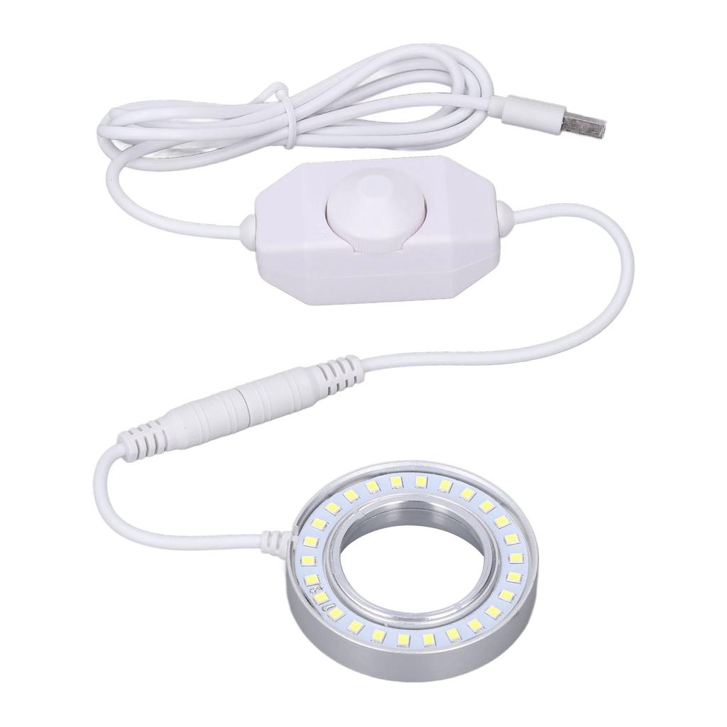 Microscope Lighting Lamp Spiral Buckle Adjustable Brightness LED Ring Light with Regulator