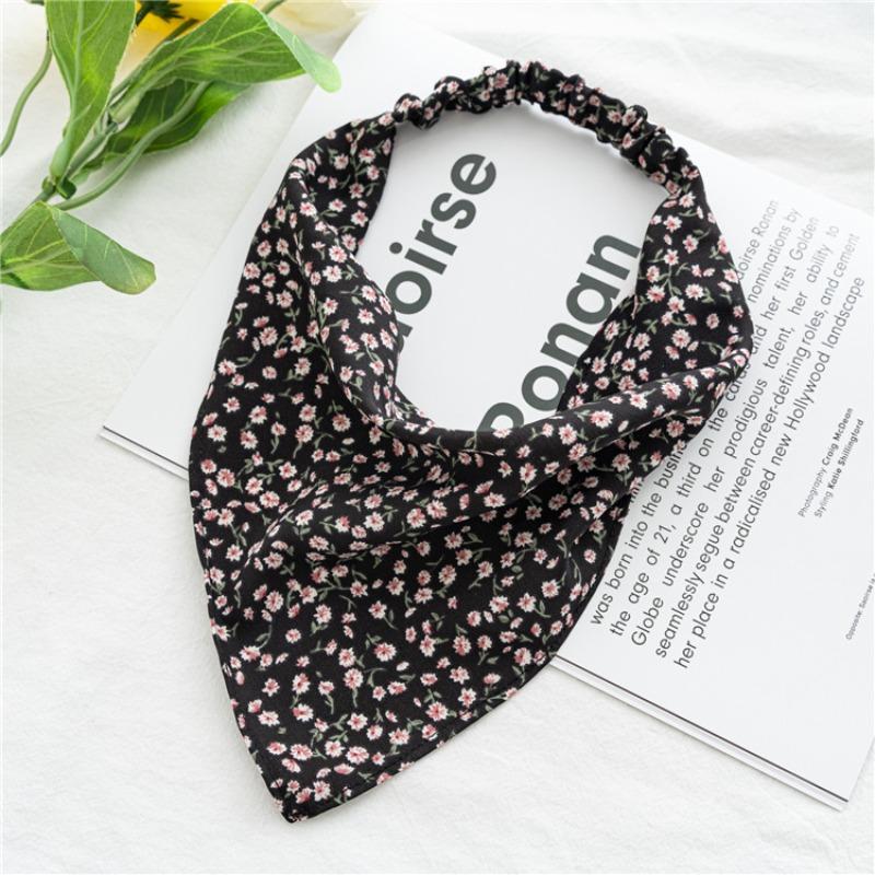 Floral Elastic Headscarf, Women's Floral Fabric Headscarf, Triangular Headband Hair Accessory