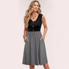 Women Summer Dresses Sleeveless Casual Loose Swing Button Down Midi Sundress With Pockets