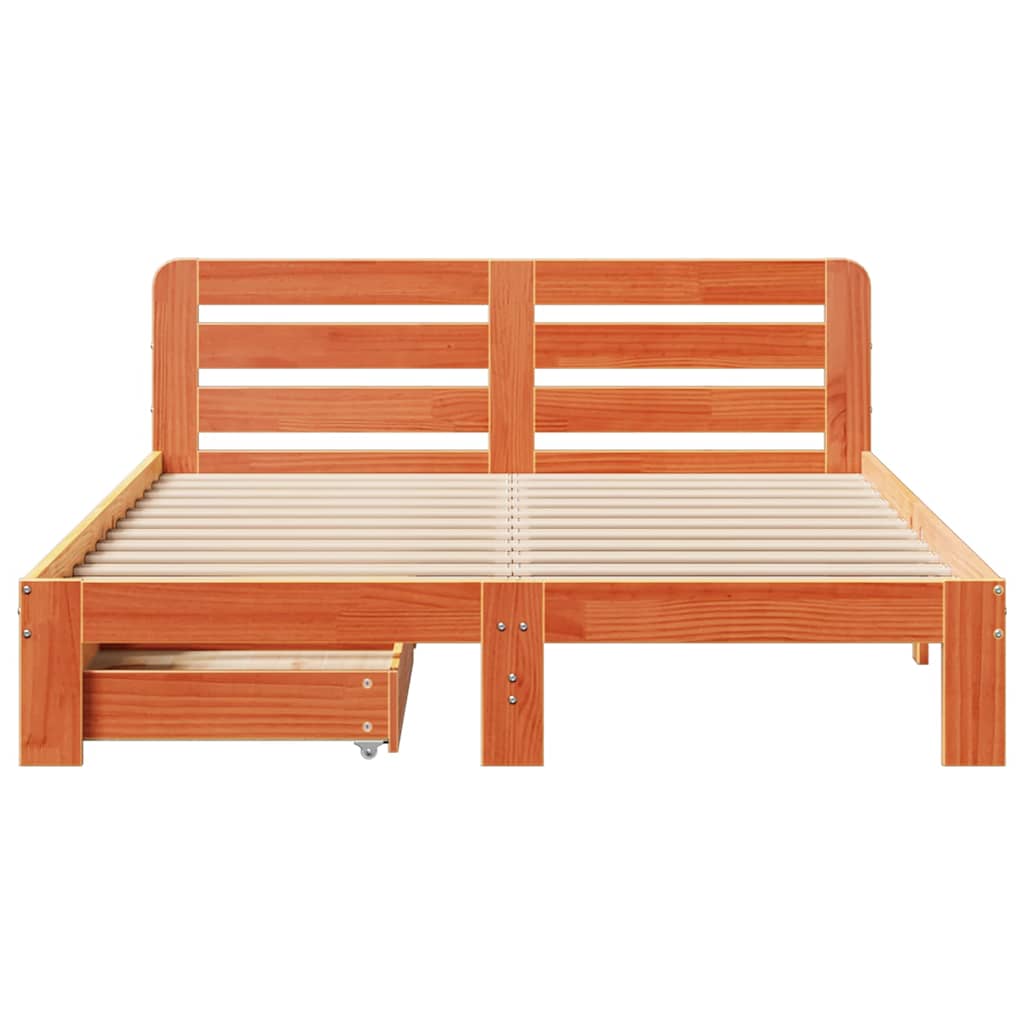 Solid Wood Bed Without Mattress Wax Brown 120 X 200 Cm Pine Wood