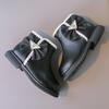 Kids Casual Boots for Girls Bow Lace Solid Color Sewing Cute 2024 Spring Autumn New Children Fashion Short Boots Princess Shoes