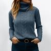 Women's Fashionable Solid Color High Neck Long Sleeved Sweater Pullover Sweater Top