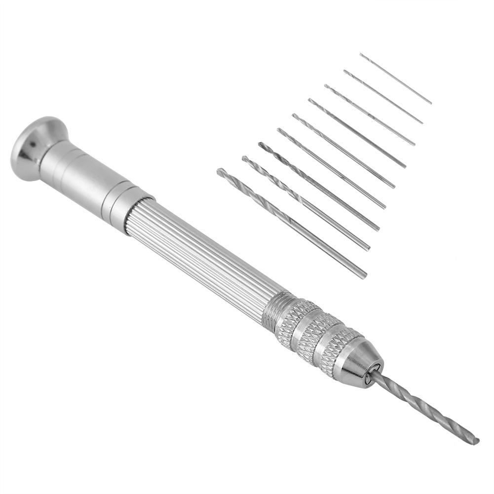 Mini Precision Hand Twist Drill with 10Pcs Drills Bits Punching Tool