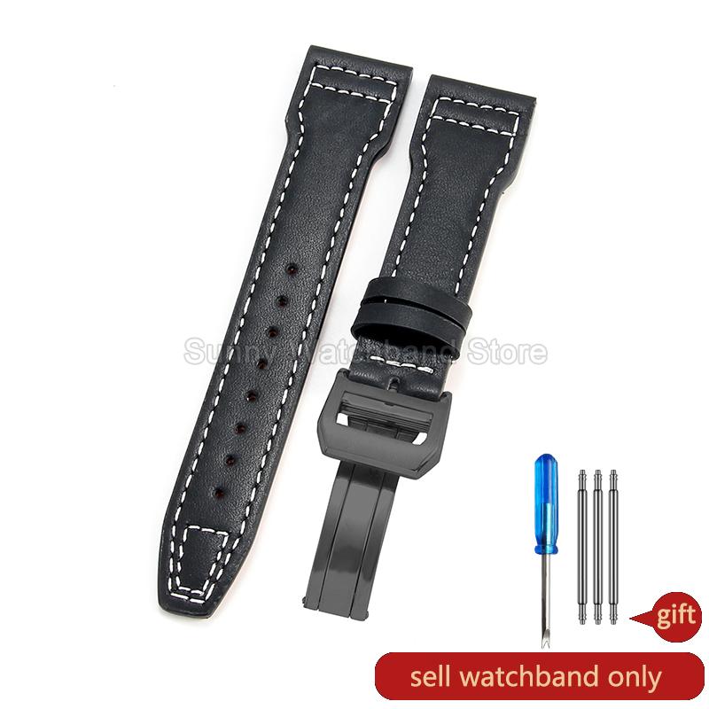 Coffee Black 20 21 22mm for IWC Portofino Le Petit Prince Portugieser Cowhide Watch Band Special Interface Needle Buckle Durable