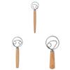 Modern Simple Wooden Egg Beater With Stainless Steel Mixing Rod For Kitchen Daily Use