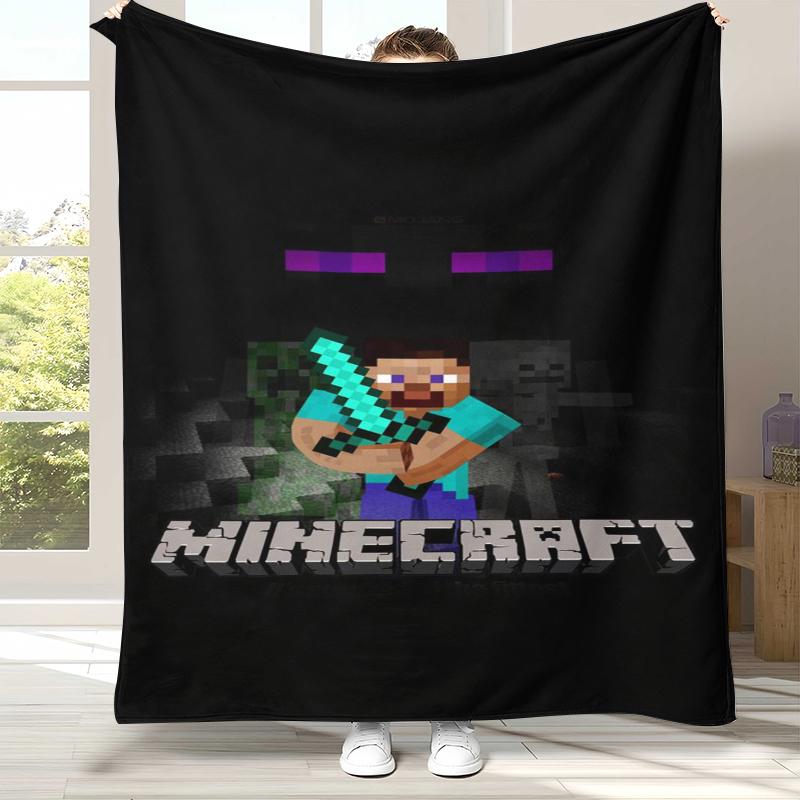 Classic M-Minecraft Pixel Game Flannel Blanket,Ultra Soft Warm Plush Throw for Home Bedroom Bed Sofa Cover Picnic Camping