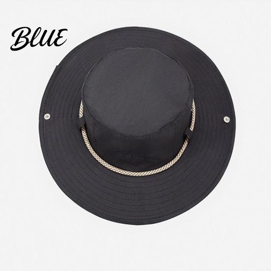 Unisex Foldable Summer Hat Wide Brim Bucket Hat  UV Protection Sun Waterproof Quick Dry Fishing Adjustable Windproof Cap with Wind Lanyard &