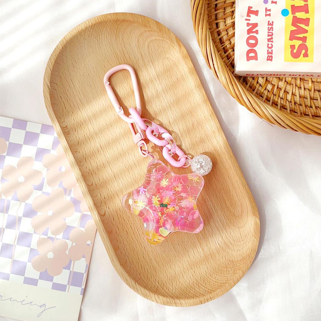 Acrylic Star Sand Bottle Keychain - Cute Cartoon Pendant for Backpacks