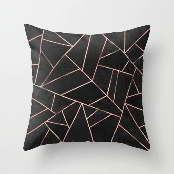 New Product Geometric Abstract Pillowcase Peach Leather Fleece Office Pillowcase Car Cushion Cover Waist Pillowcase
